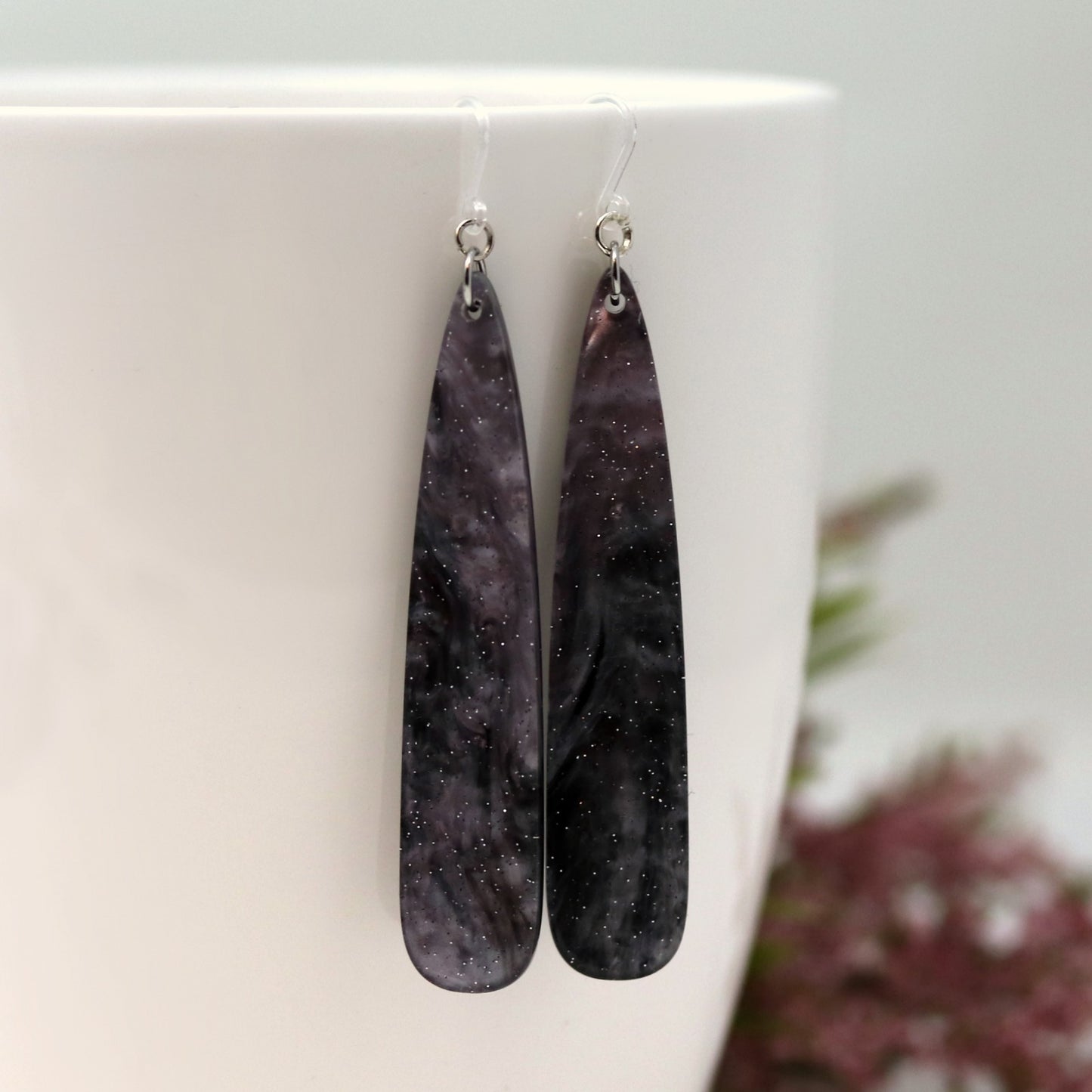 Elongated Acrylic Teardrop Dangle Earrings - 6 Colors