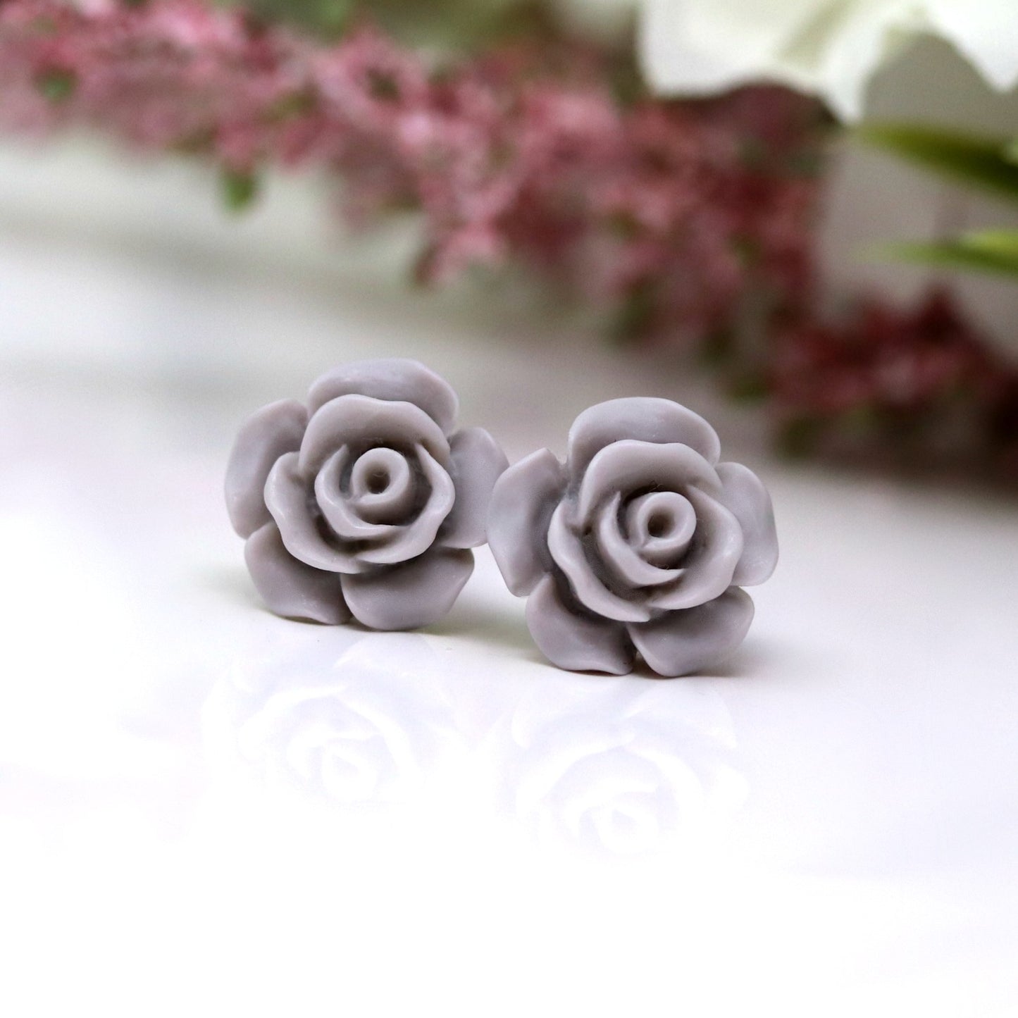 Boucles d'oreilles à tige en forme de rose, 13 mm