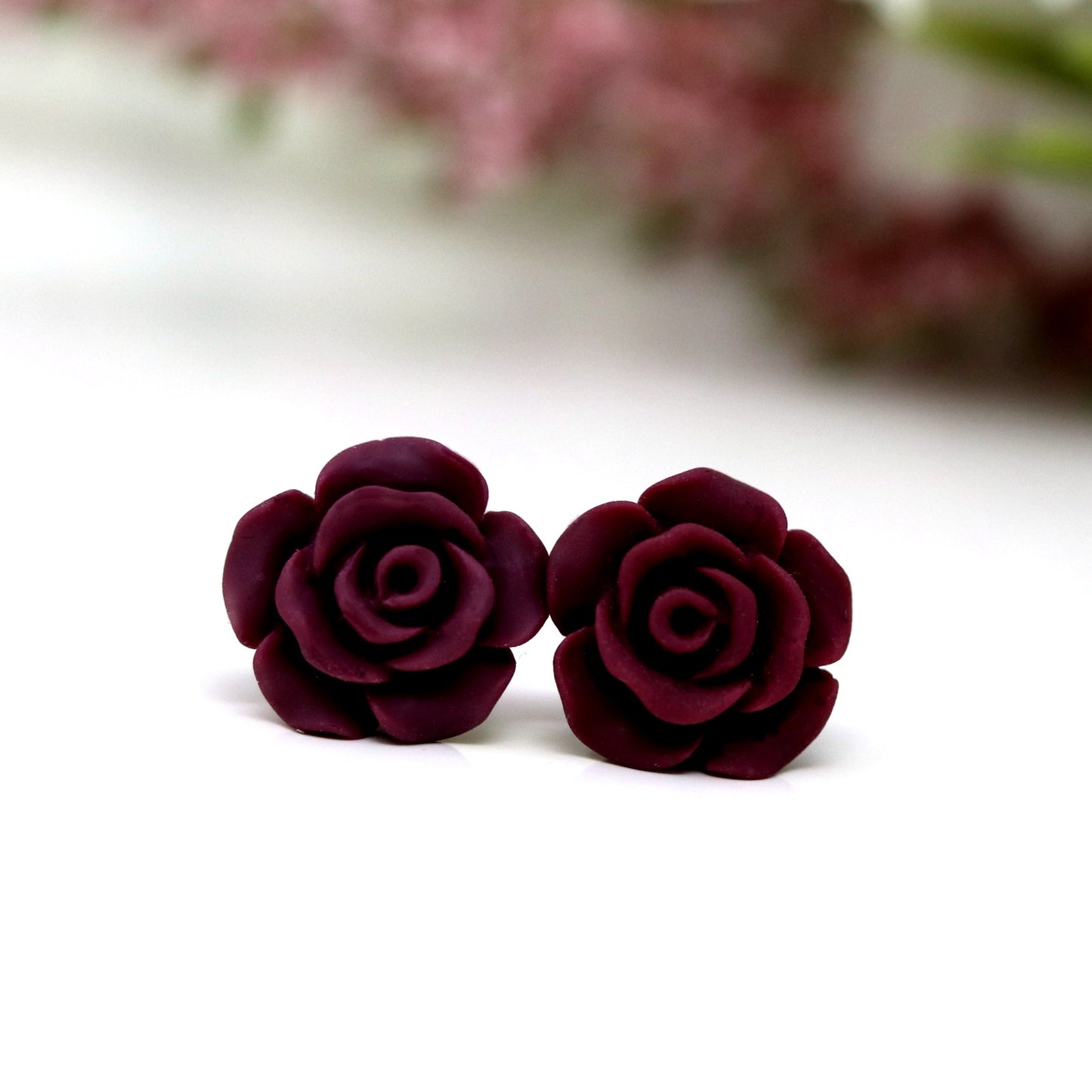 Boucles d'oreilles à tige en forme de rose, 13 mm