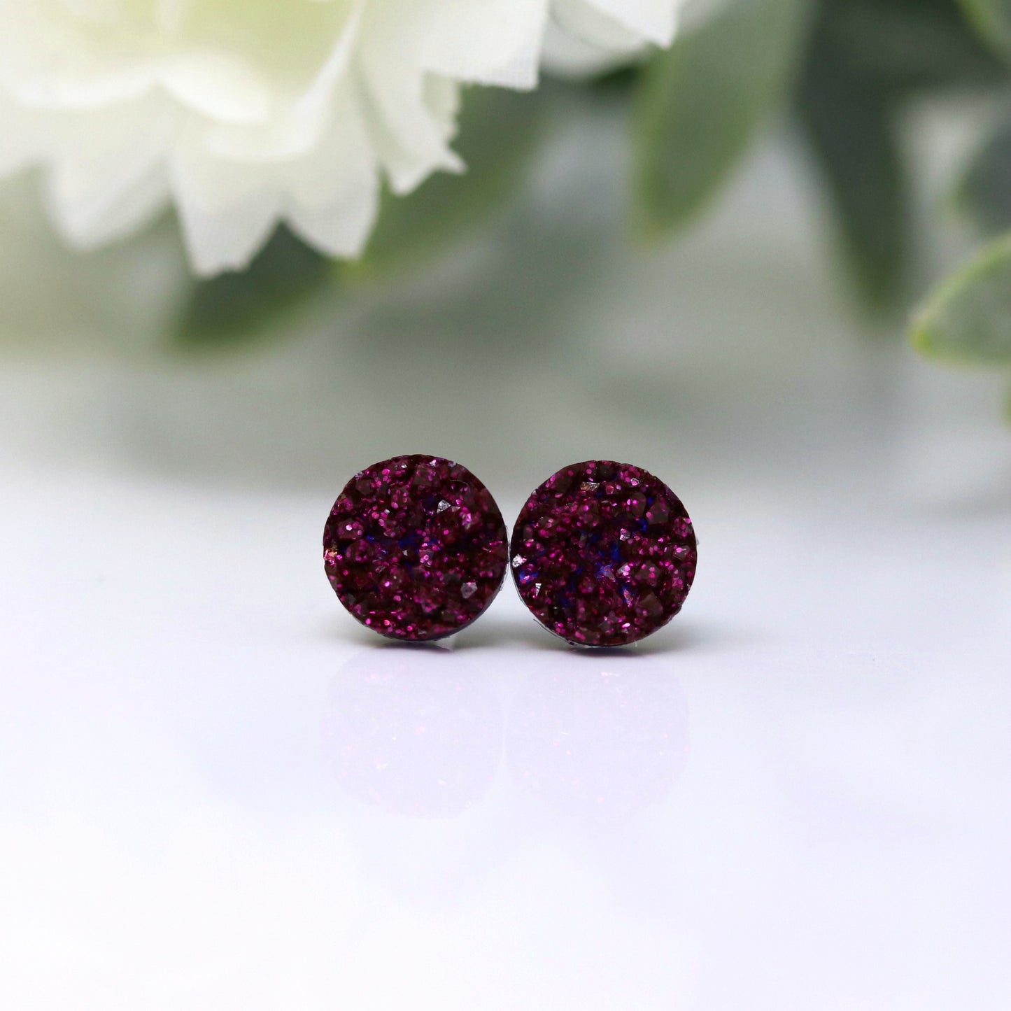 Faux Druzy Stud Earrings , 10mm
