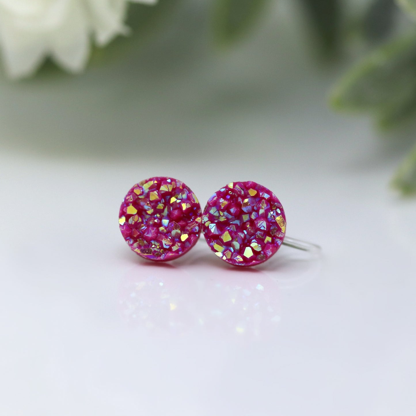 Faux Druzy Stud Earrings , 10mm