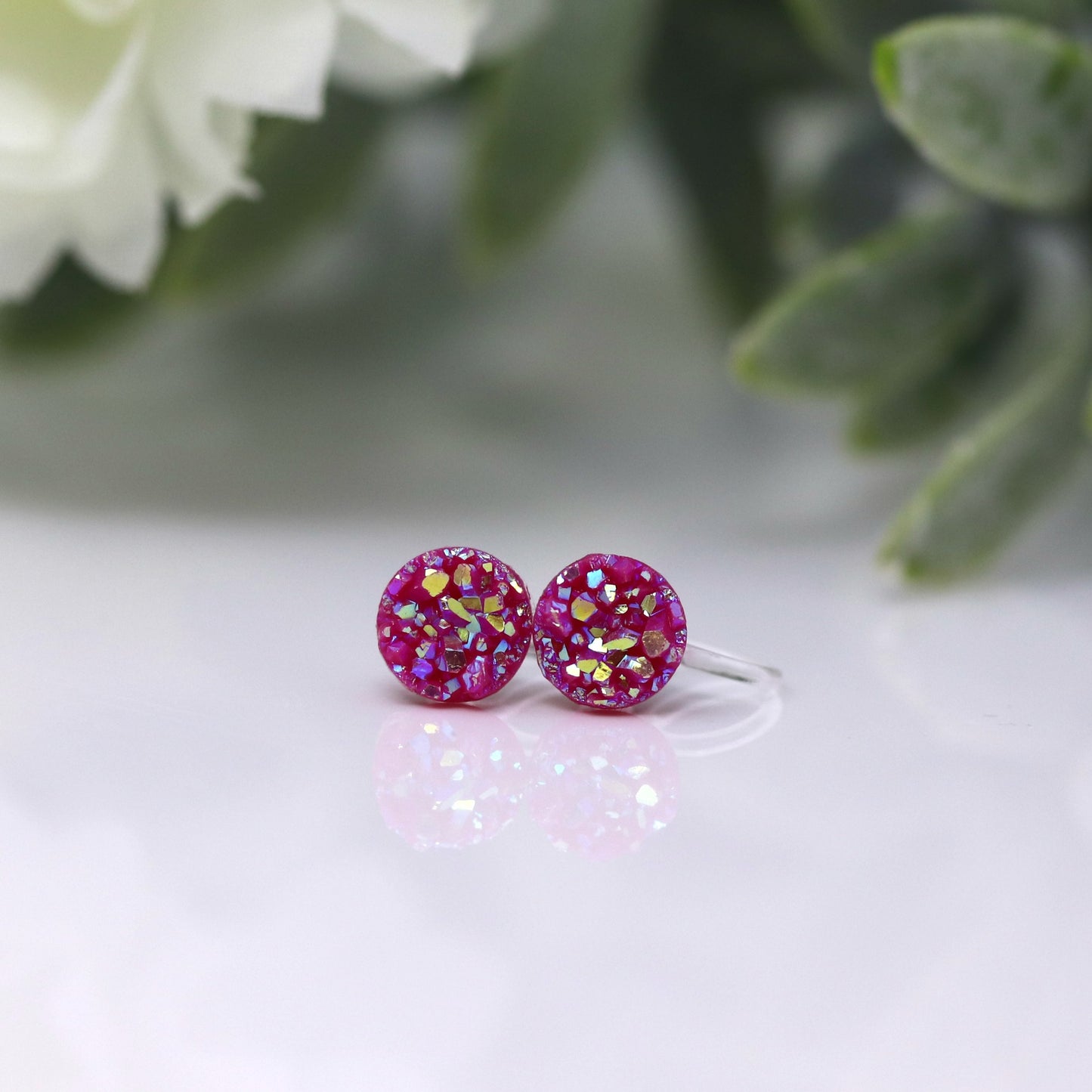 Faux Druzy Stud Earrings, 8mm
