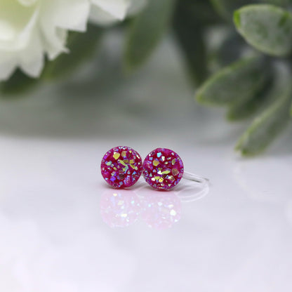 Faux Druzy Stud Earrings, 8mm