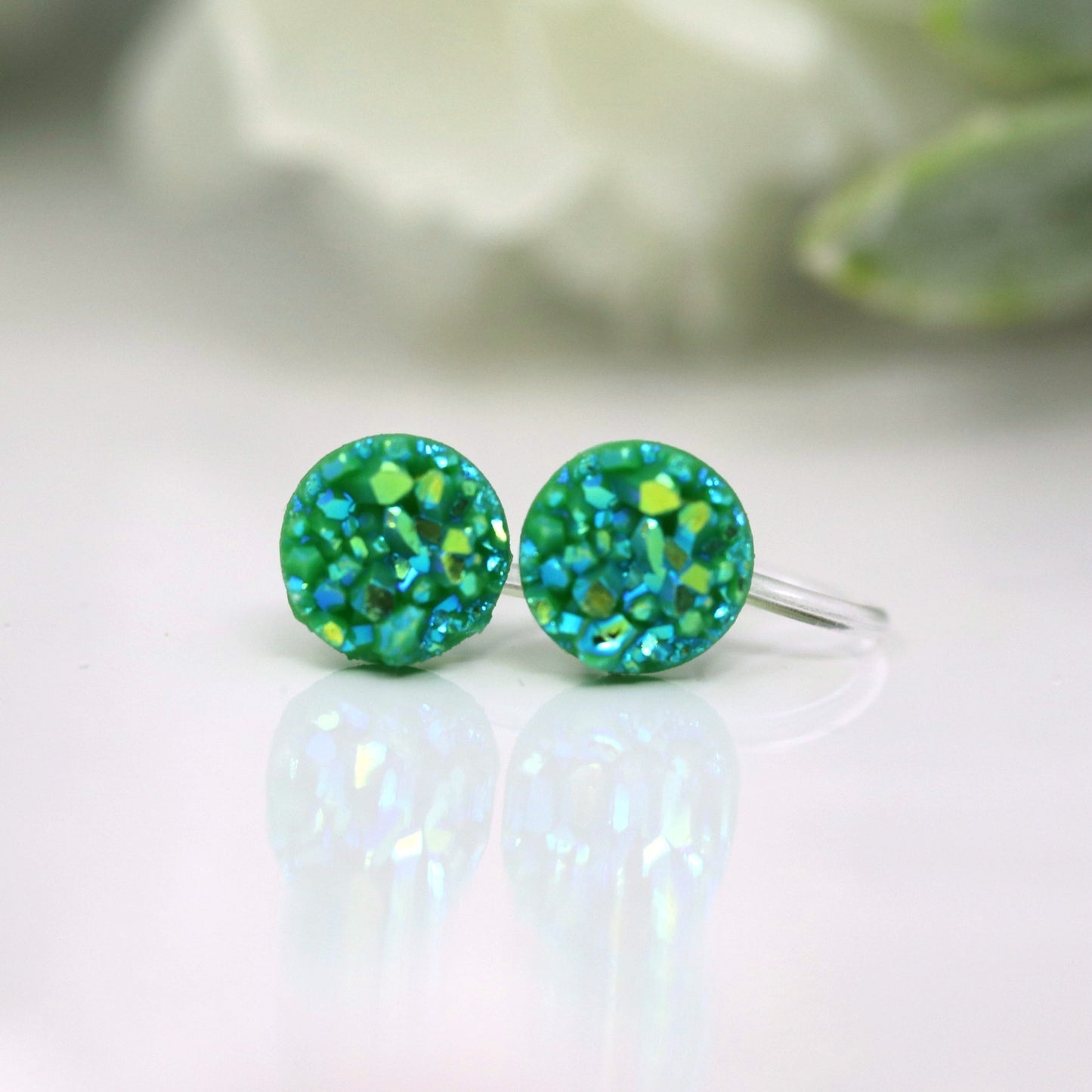 Faux Druzy Stud Earrings , 10mm