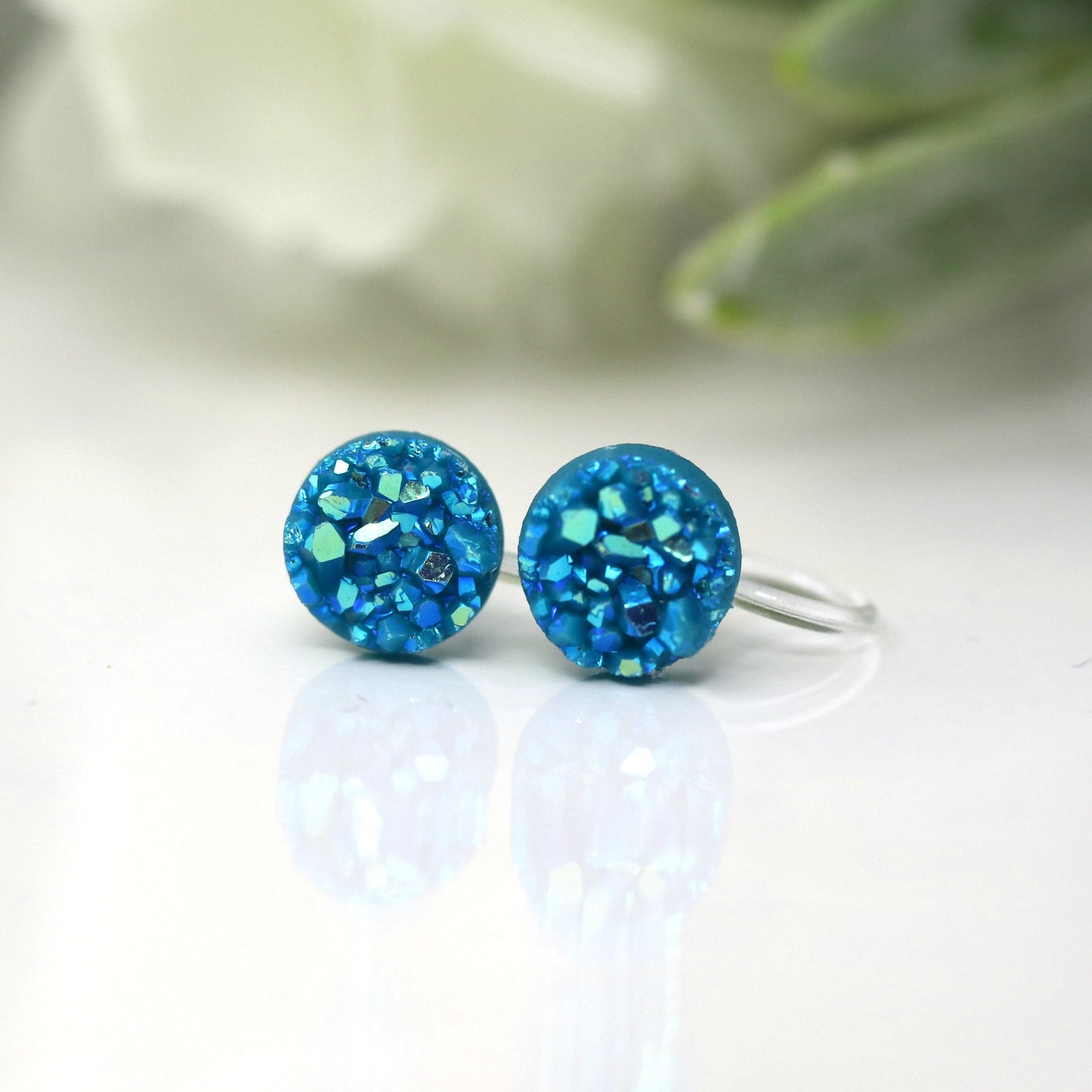 Faux Druzy Stud Earrings , 10mm