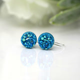 Plastic Posts or Invisible Clip On Druzy Earrings , 10mm