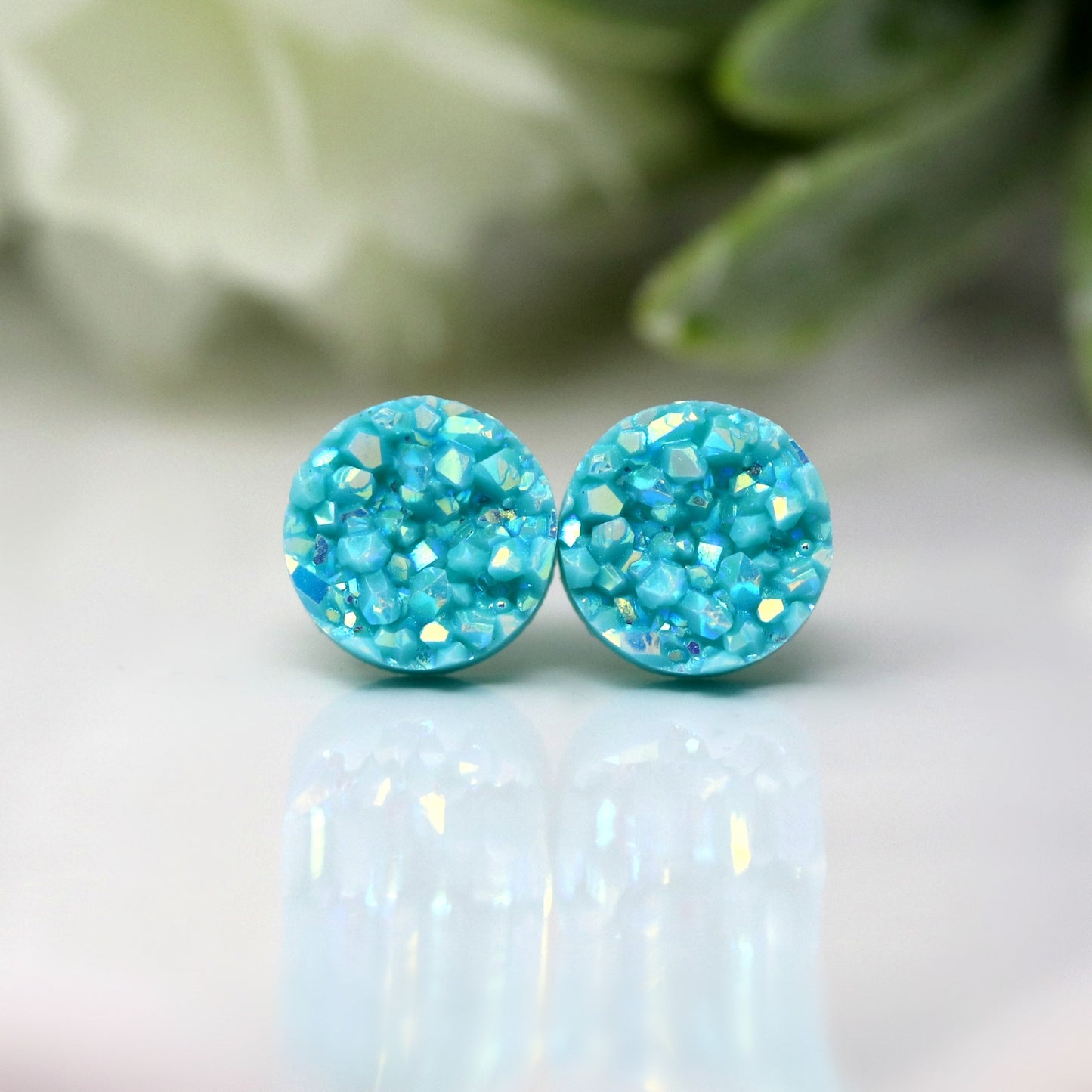 Faux Druzy Stud Earrings , 10mm