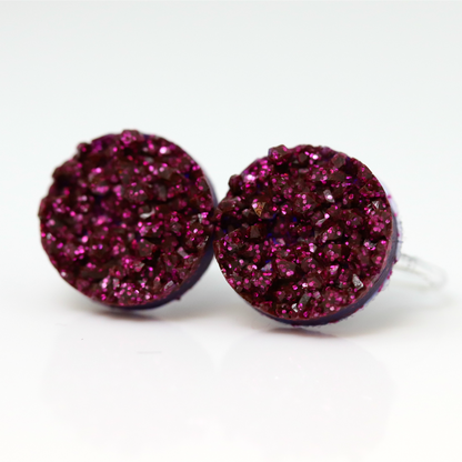 Resin Druzy Look Earrings, 12mm