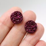 Plastic Posts or Invisible Clip On Faux Druzy Earrings, 12mm