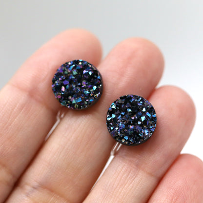 Resin Druzy Look Earrings, 12mm