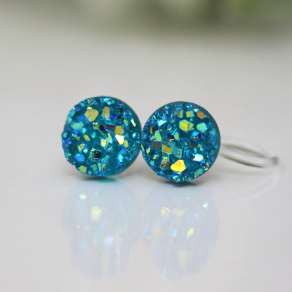 Faux Druzy Stud Earrings , 10mm