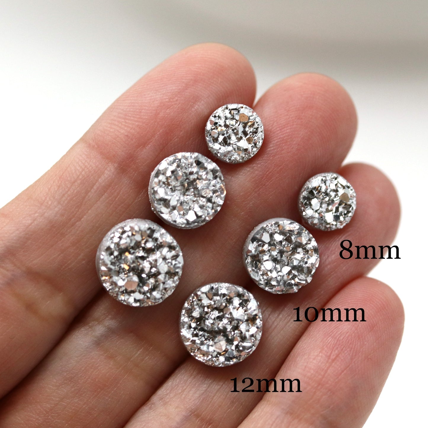 Resin Druzy Look Earrings, 12mm