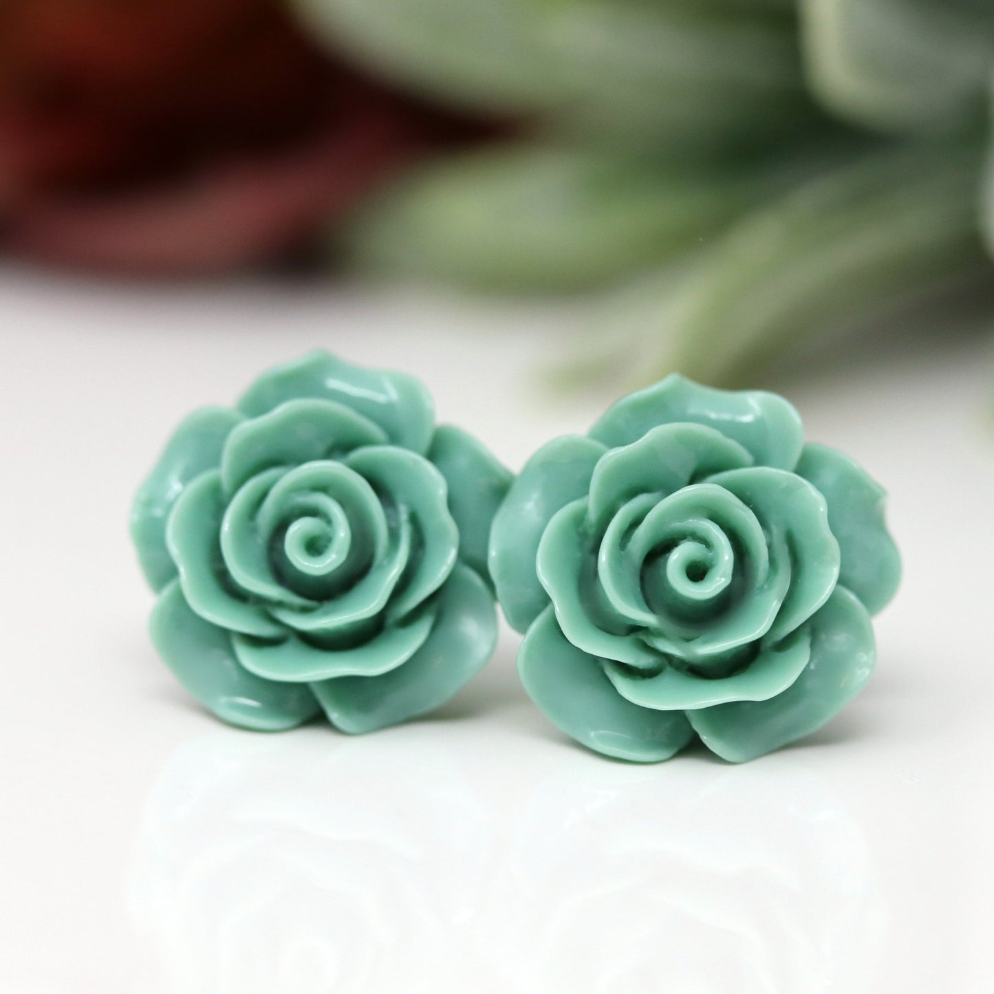 Grandes boucles d'oreilles à tige en forme de rose, 19 mm
