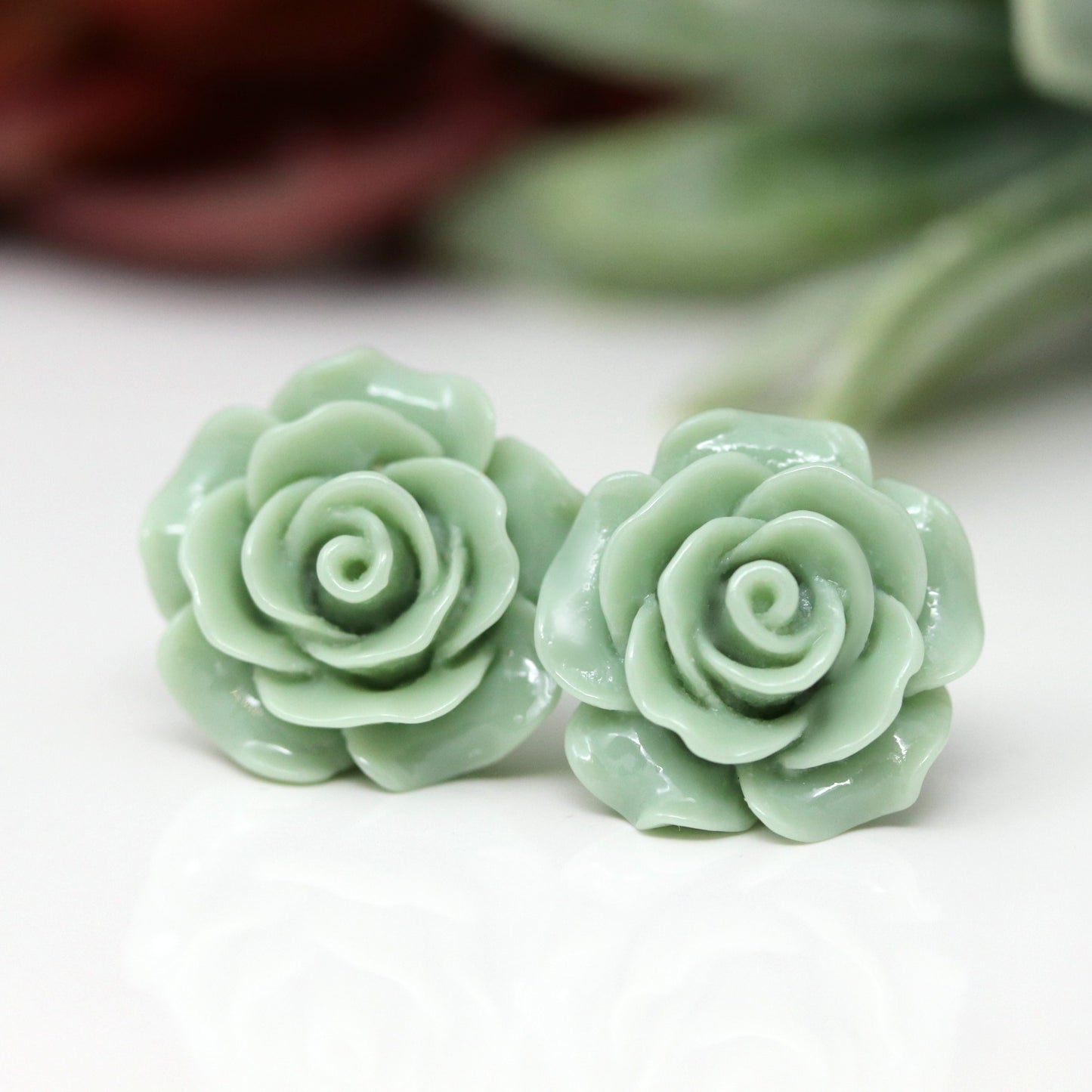 Grandes boucles d'oreilles à tige en forme de rose, 19 mm