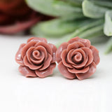 Plastic Post Metal Free Large Rose Floral Earrings, 20mm