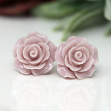 Plastic Post Metal Free Large Rose Floral Earrings, 20mm