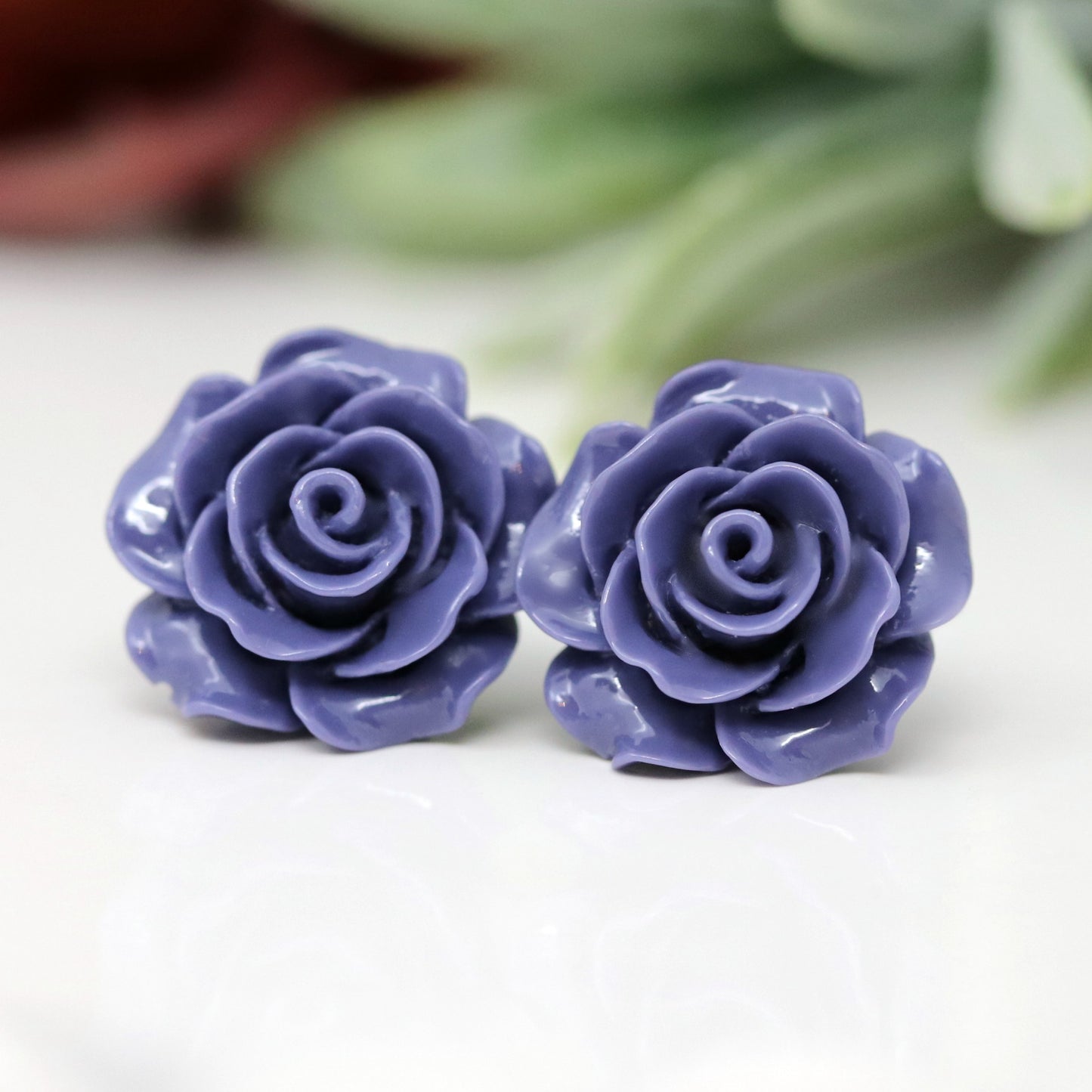 Grandes boucles d'oreilles à tige en forme de rose, 19 mm