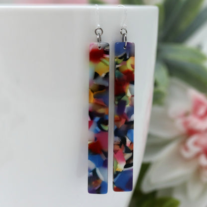 Boucles d'oreilles pendantes minimalistes en acrylique - 3 couleurs