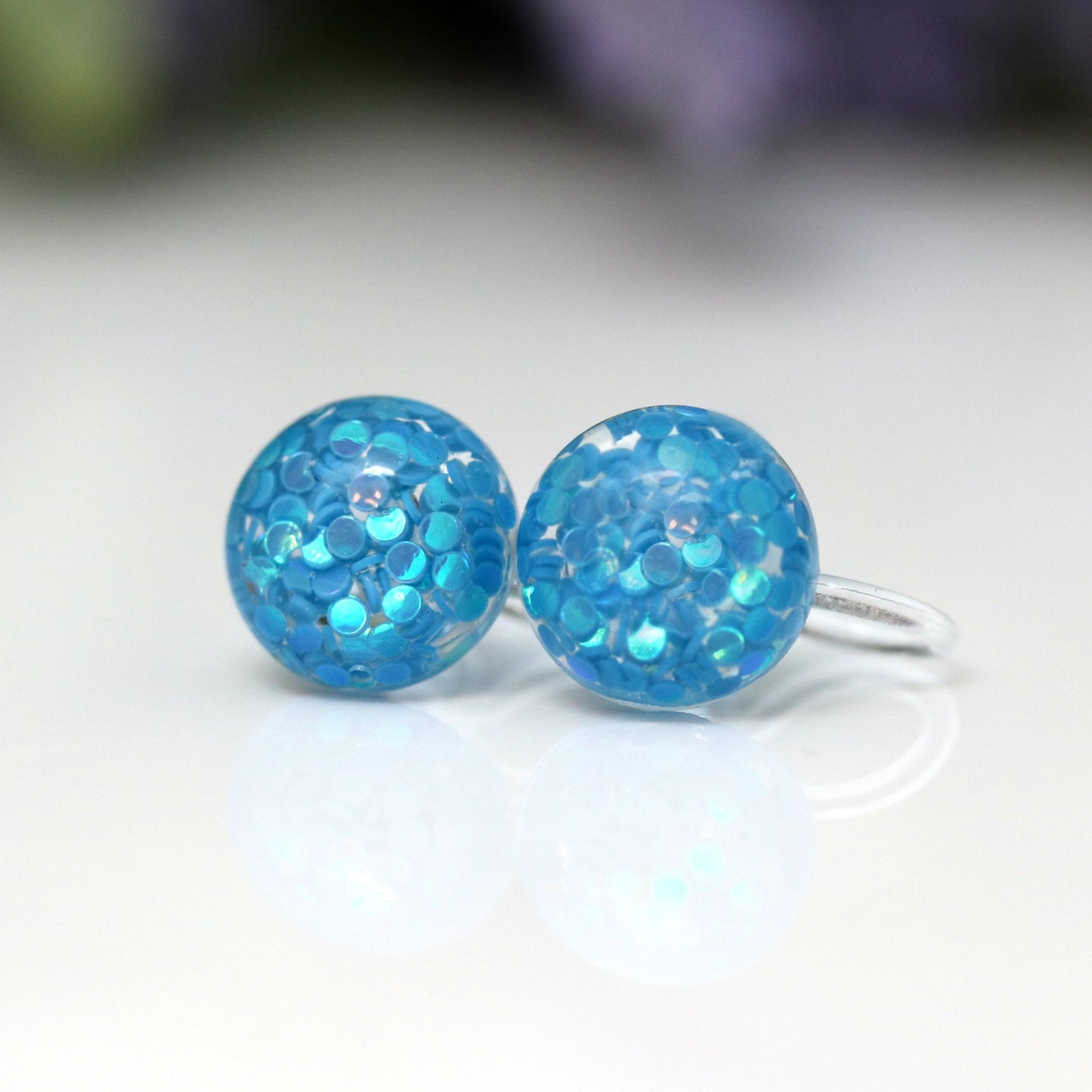 Glitter Confetti Filled Stud Earrings