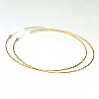 Thin Wire Hoop Earrings, Plastic Post or Clip-On