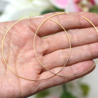Thin Wire Hoop Earrings, Plastic Post or Clip-On