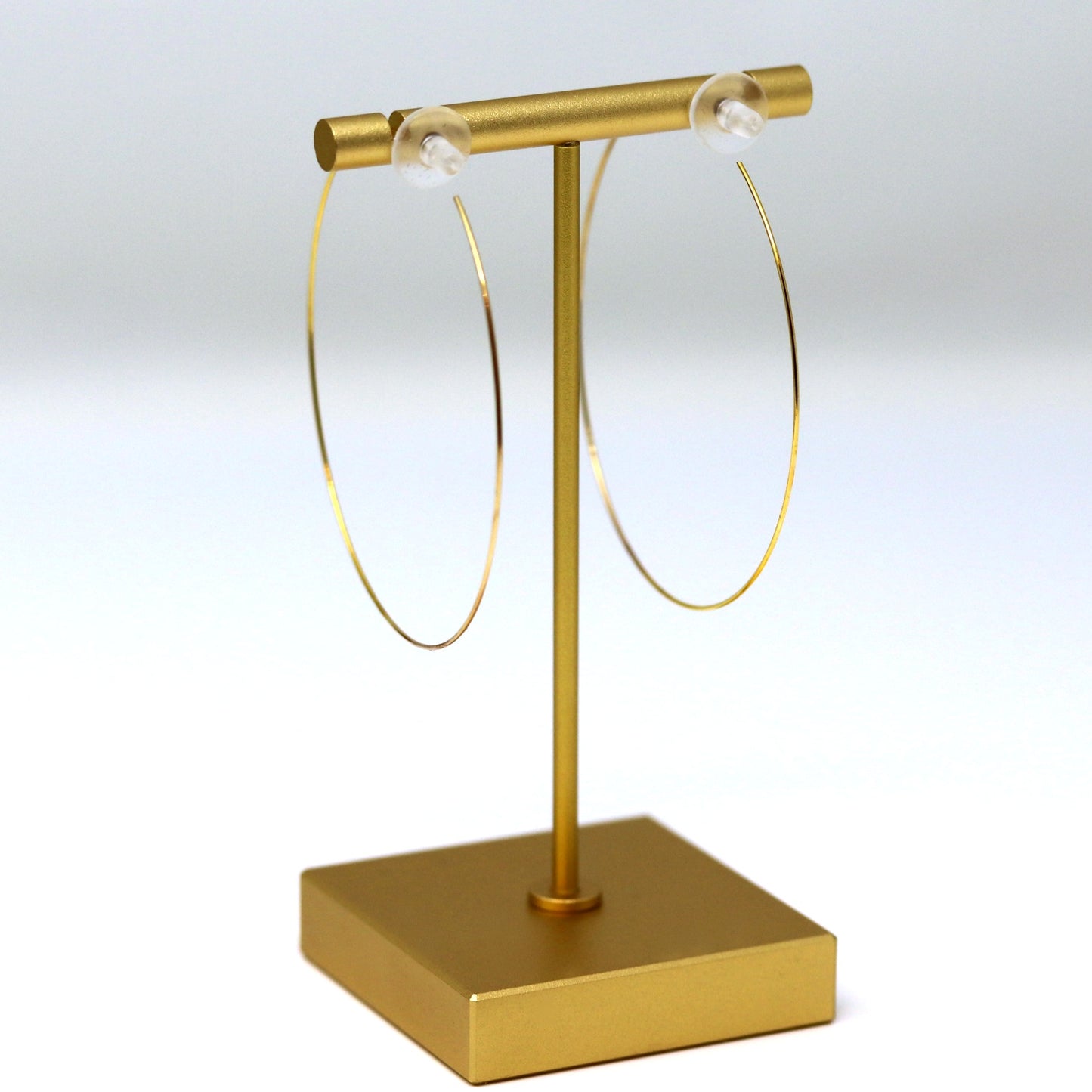 Plastic Post Thin Wire Hoop Earrings, 60mm