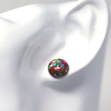 Plastic Post or Invisible Clip On Glitter Filled Resin Earrings, Metal Free 12mm