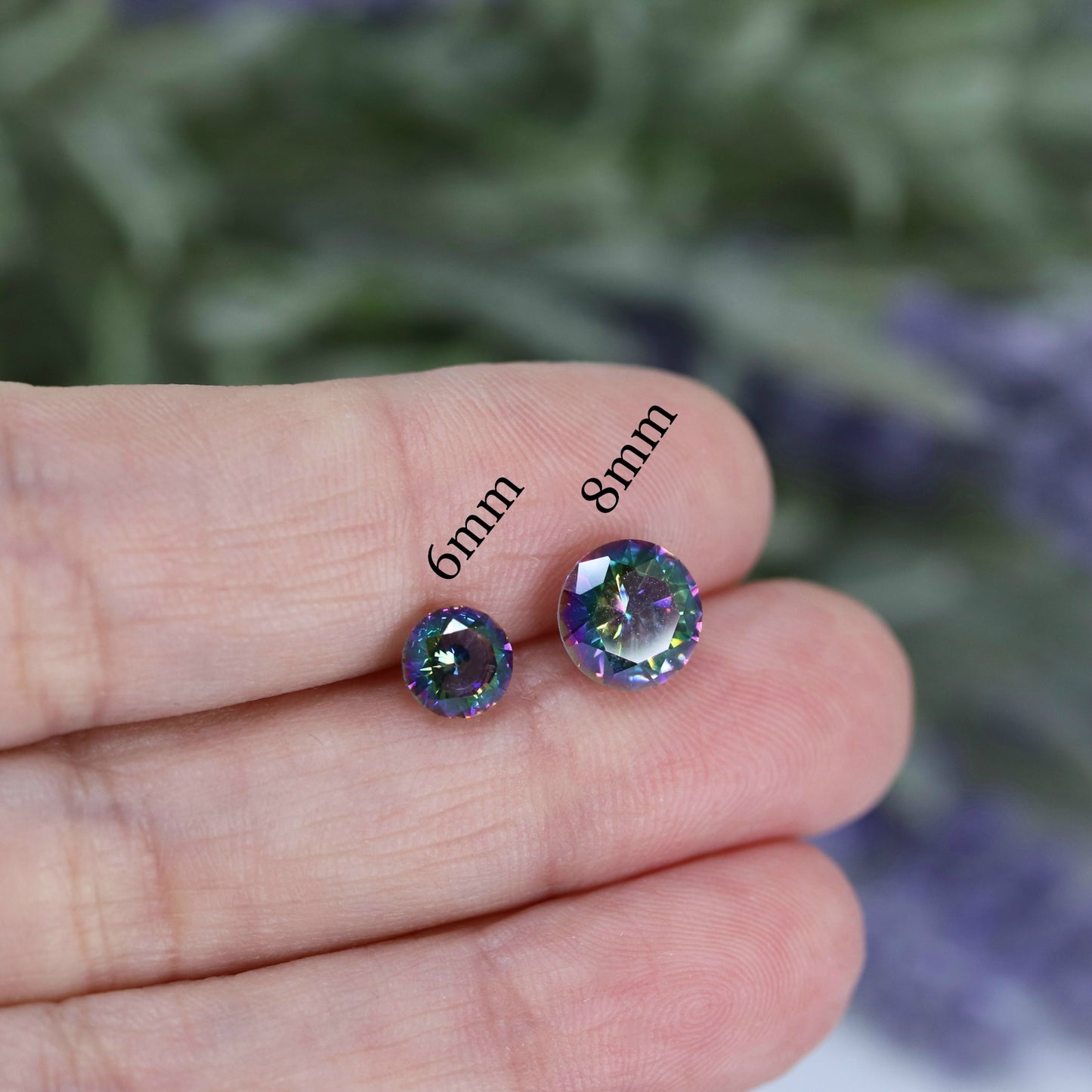 Boucles d'oreilles à tiges en plastique ou à clips invisibles en zircone cubique multicolore, 6 mm ou 8 mm