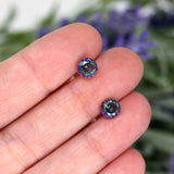 Plastic Posts or Invisible Clip On Multi-Color CZ Earrings, 6mm or 8mm