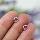 Plastic Posts or Invisible Clip On Multi-Color CZ Earrings, 6mm or 8mm