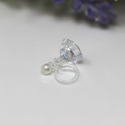 Boucles d'oreilles à tiges en plastique ou à clips invisibles en zircone cubique multicolore, 6 mm ou 8 mm