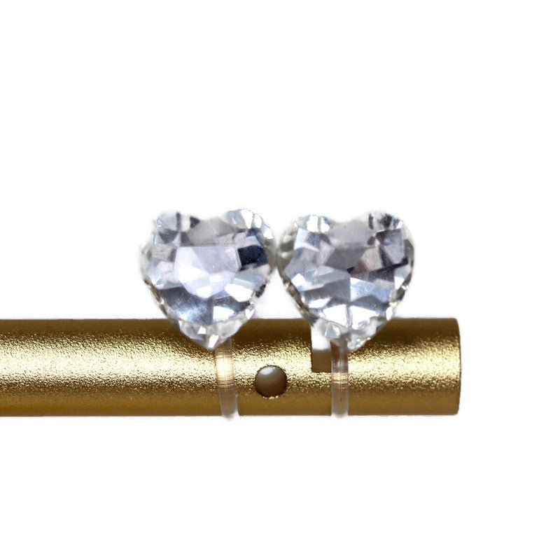 Heart Shaped Rhinestone Stud Earrings 8mm