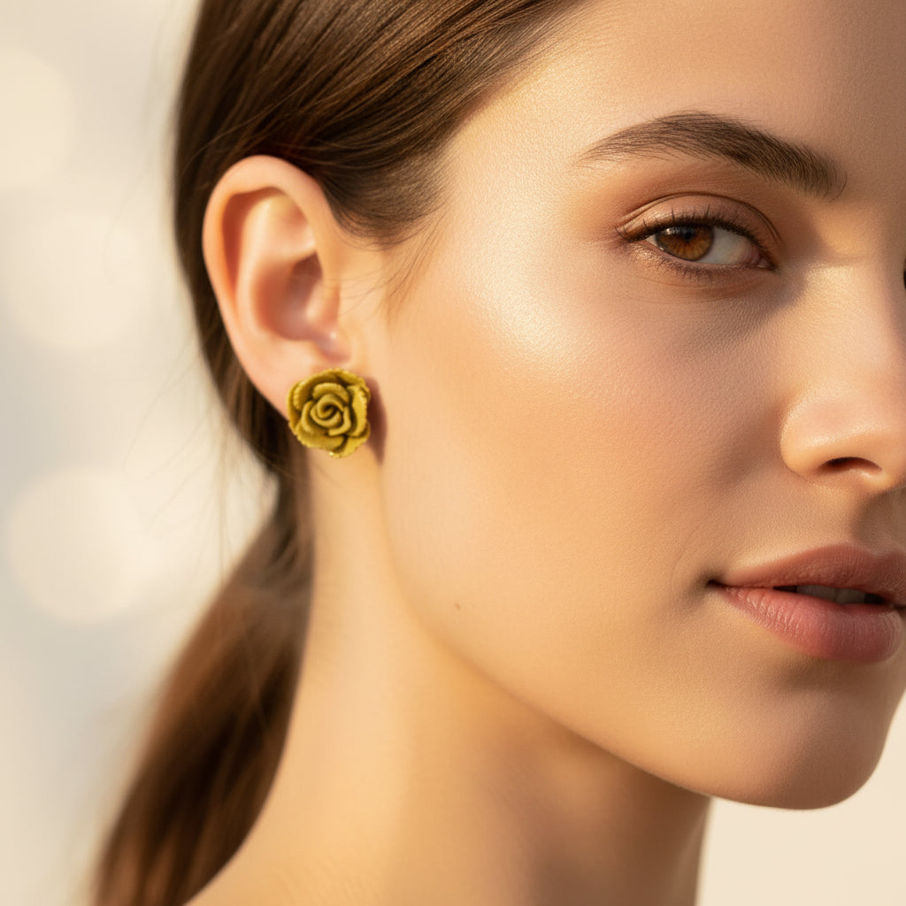 Boucles d'oreilles à tige en forme de rose vintage, 13 mm