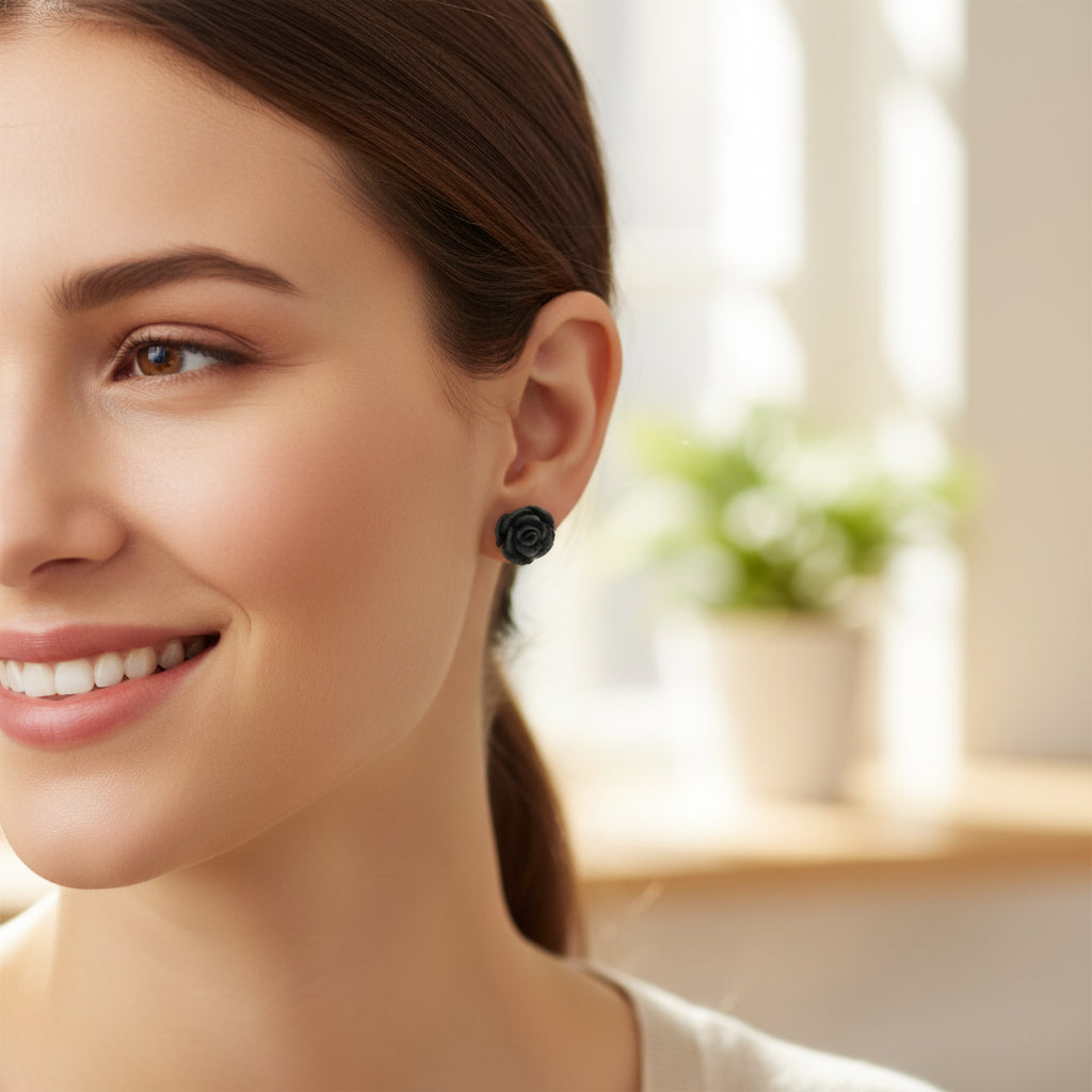 Boucles d'oreilles à tige en forme de rose vintage, 13 mm