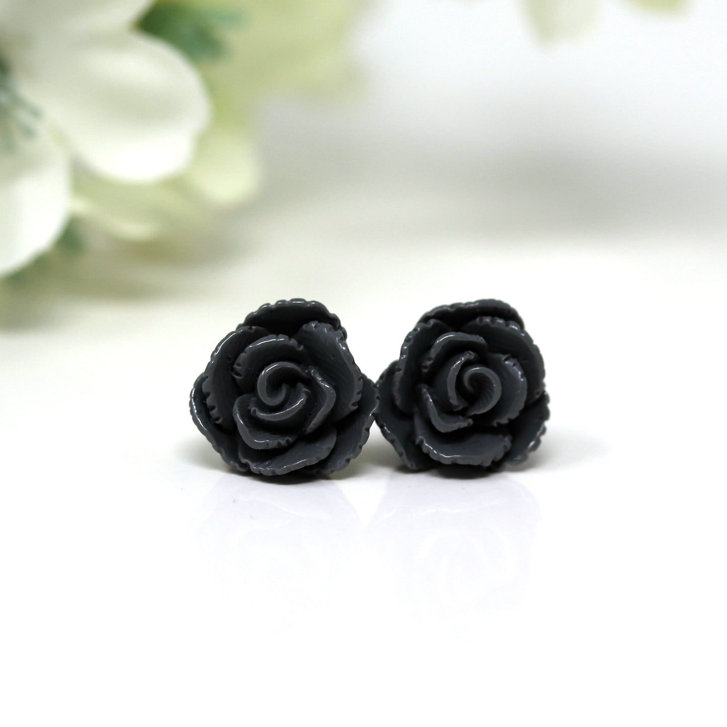Boucles d'oreilles à tige en forme de rose vintage, 13 mm