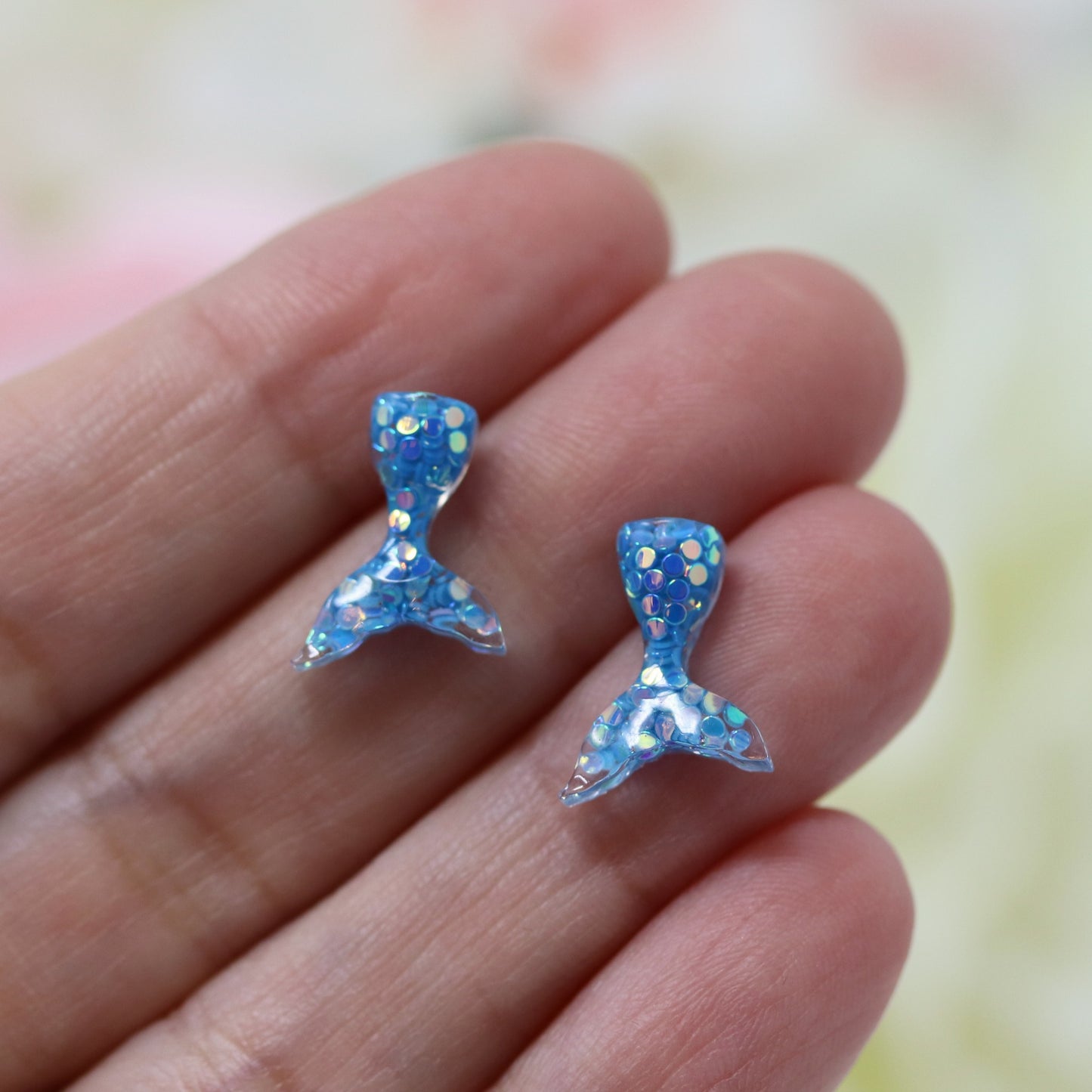 Mermaid Tail Glitter Stud Earrings