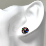 Plastic Post or Invisible Clip On Glitter Filled Resin Earrings, Metal Free 8mm or 10mm