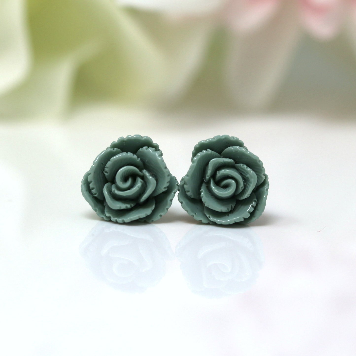 Boucles d'oreilles à tige en forme de rose vintage, 13 mm