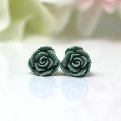Boucles d'oreilles à tige en forme de rose vintage, 13 mm