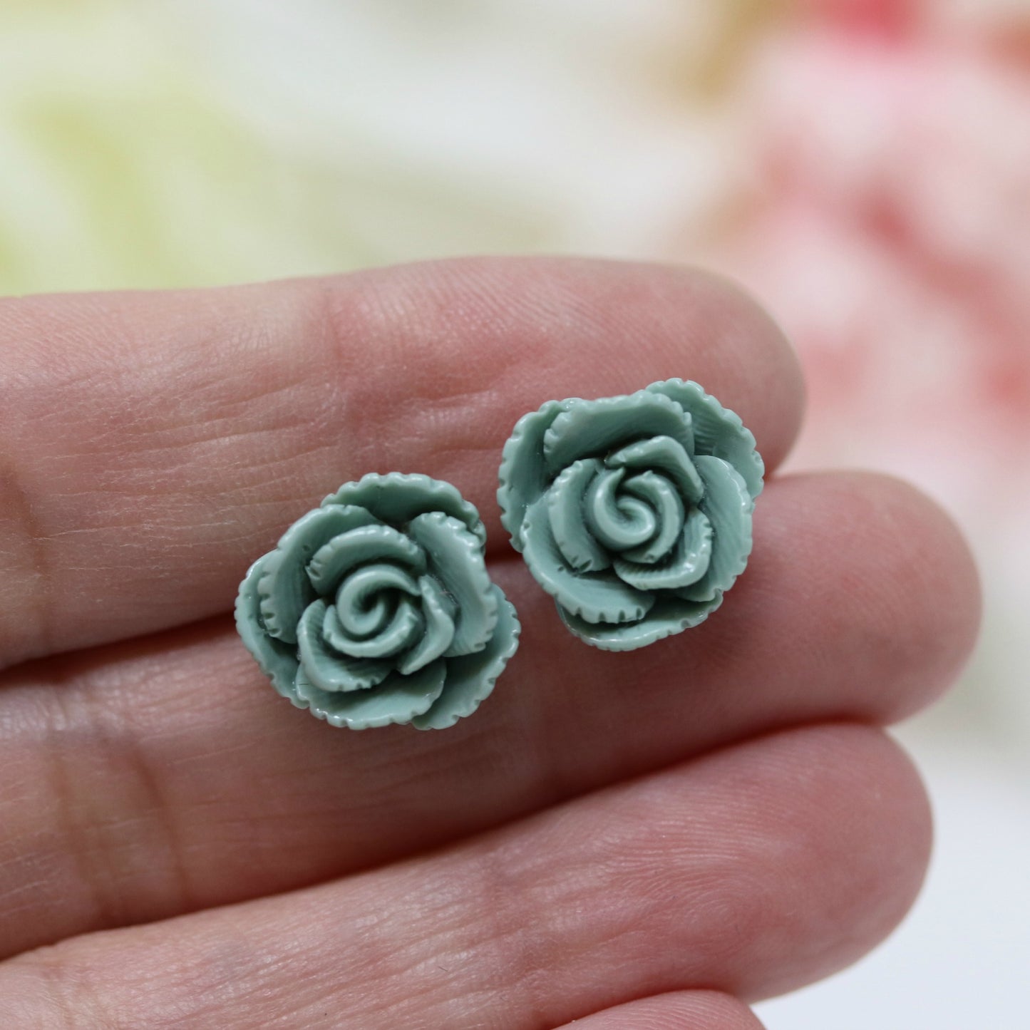 Boucles d'oreilles à tige en forme de rose vintage, 13 mm
