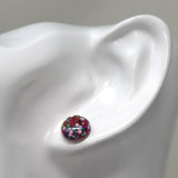 Plastic Post or Invisible Clip On Glitter Filled Resin Earrings, Metal Free 10mm