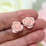 Plastic Posts or Invisible Clip On Metal Free Earrings, Rose Bud