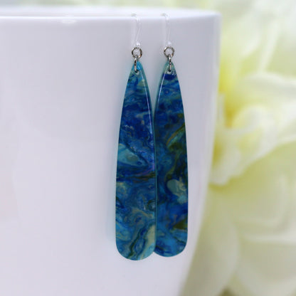 Elongated Acrylic Teardrop Dangle Earrings - 6 Colors