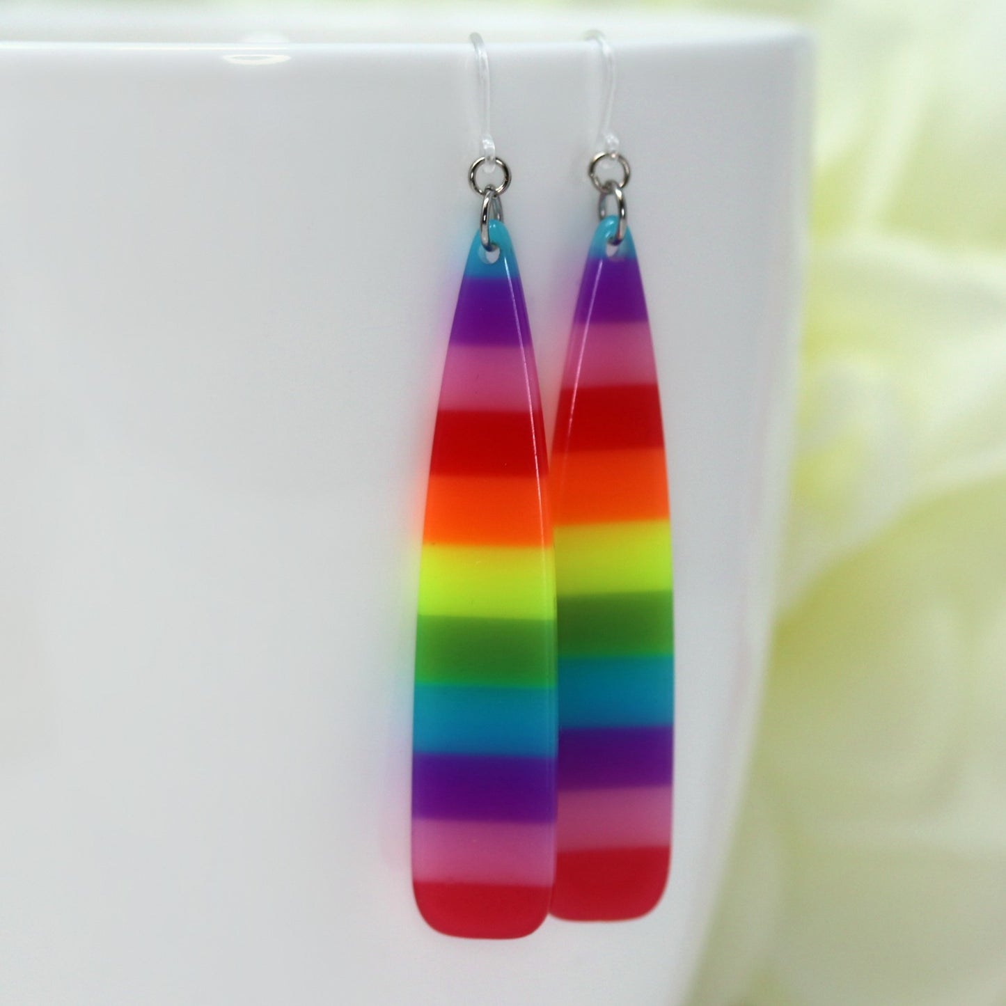Elongated Acrylic Teardrop Dangle Earrings - 6 Colors
