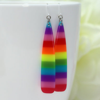 Elongated Acrylic Teardrop Dangle Earrings - 6 Colors