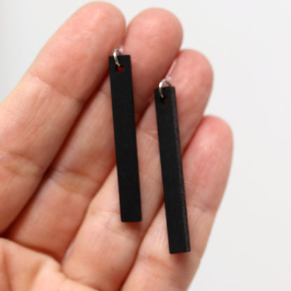 Dainty Wood Bar Dangle Earrings, 50mm