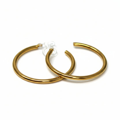 Boucles d'oreilles créoles invisibles à clipser ou pour oreilles non percées, 30 mm 