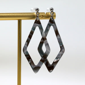 Dangle Earrings, Acrylic Rhombus, 60mm