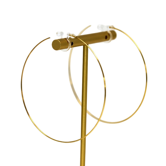 Plastic Post Thin Wire Hoop Earrings, 60mm