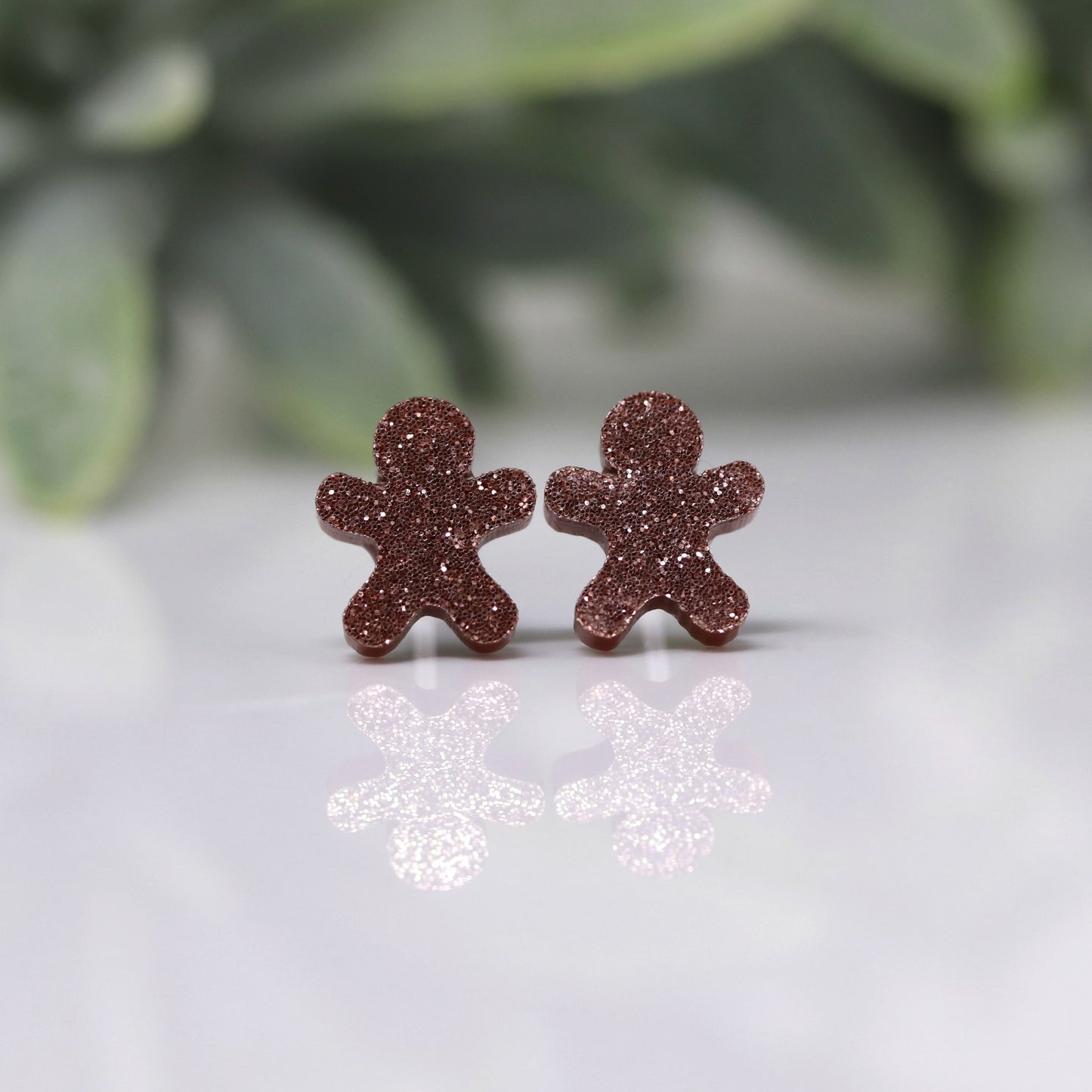 Glitter Gingerbread Cookie Stud Earrings
